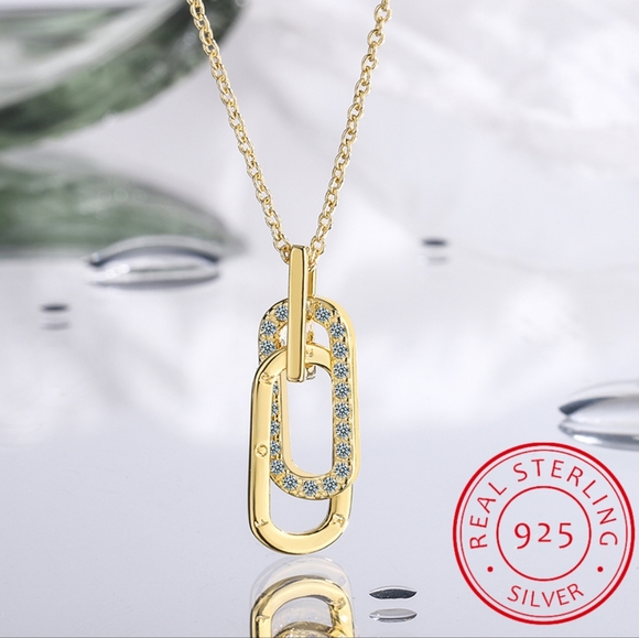 14k gold & sterling silver diamond necklace - Picture 6 of 7